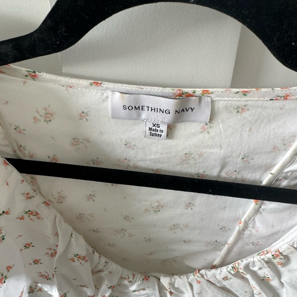 Something Navy Ruffle Button Down - Picture 2 of 3